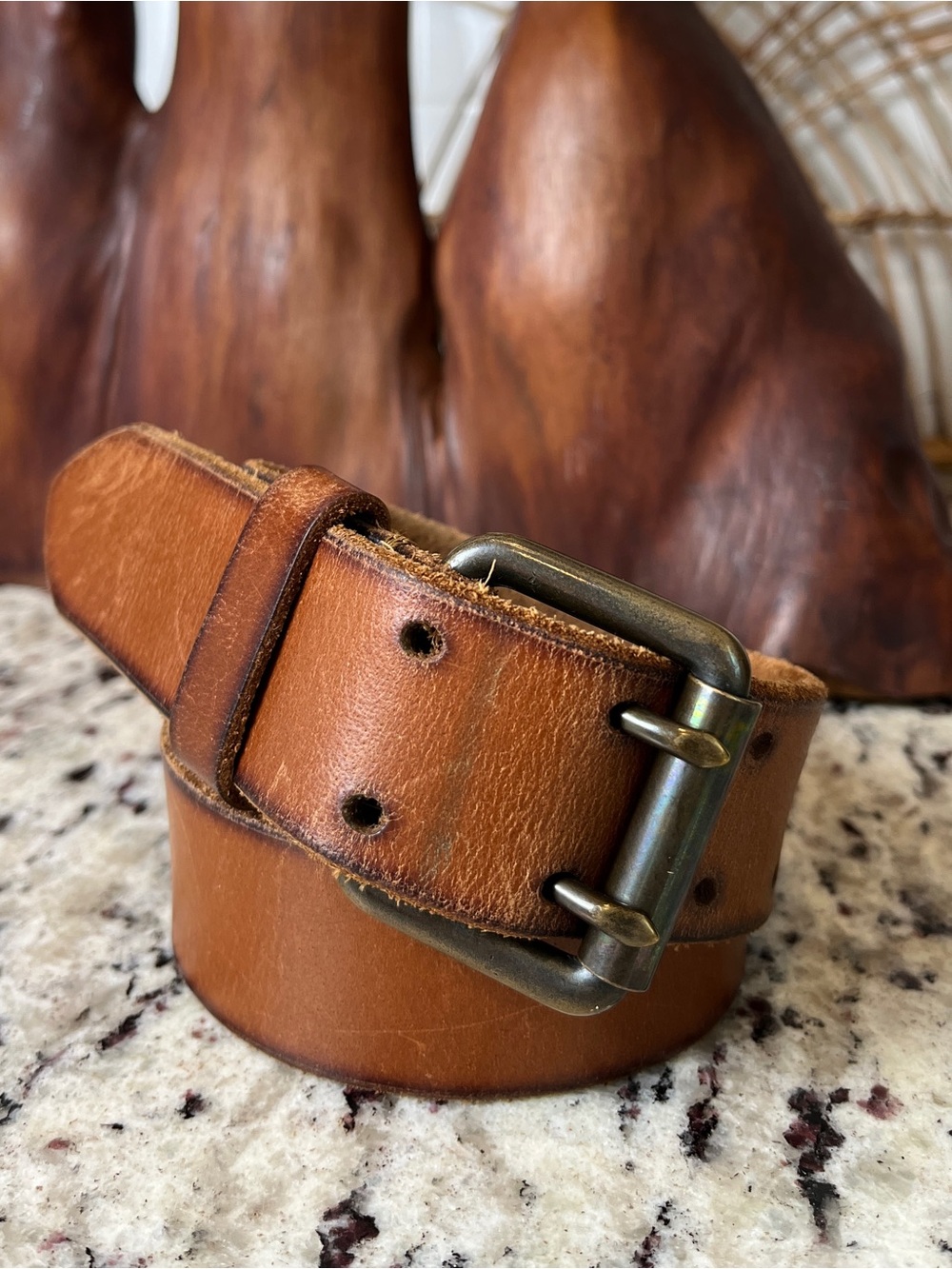 Vintage American Eagle Distressed Tan Belt